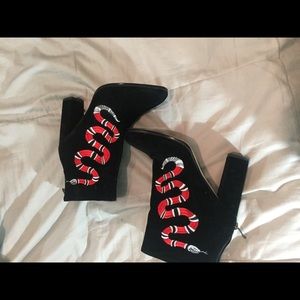 Ego Velvet Snake Print Booties